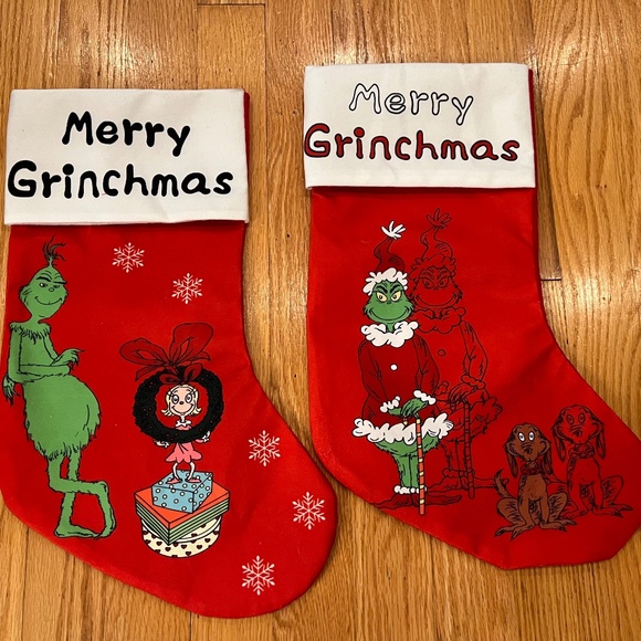 - 2 merry christmas grinch stockings